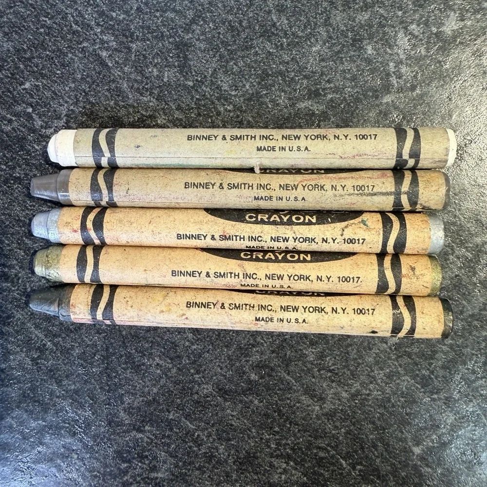 Vtg Crayola Crayons Binney & Smith White Gray Silver Copper Gold Retired